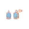 Thumbnail Image 1 of Oval-Cut Natural Opal & Diamond Stud Earrings 1/20 ct tw 10K Rose Gold