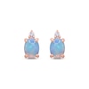 Thumbnail Image 2 of Oval-Cut Natural Opal & Diamond Stud Earrings 1/20 ct tw 10K Rose Gold