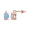 Thumbnail Image 3 of Oval-Cut Natural Opal & Diamond Stud Earrings 1/20 ct tw 10K Rose Gold