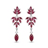 Thumbnail Image 1 of Marquise-Cut Lab-Created Ruby & White Lab-Created Sapphire Chandelier Earrings Sterling Silver