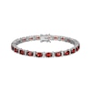 Thumbnail Image 0 of Oval-Cut Garnet & Diamond Accent Link Bracelet Sterling Silver 7.25"