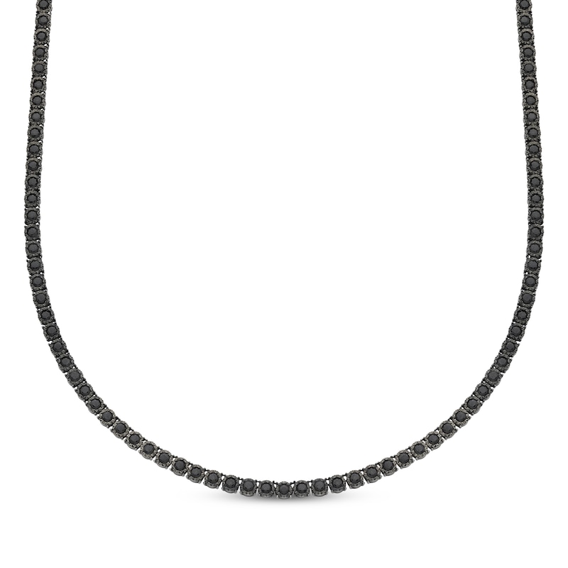 Main Image 1 of Men's Black Diamond Tennis Necklace 8-5/8 ct tw Sterling Silver 22&quot;