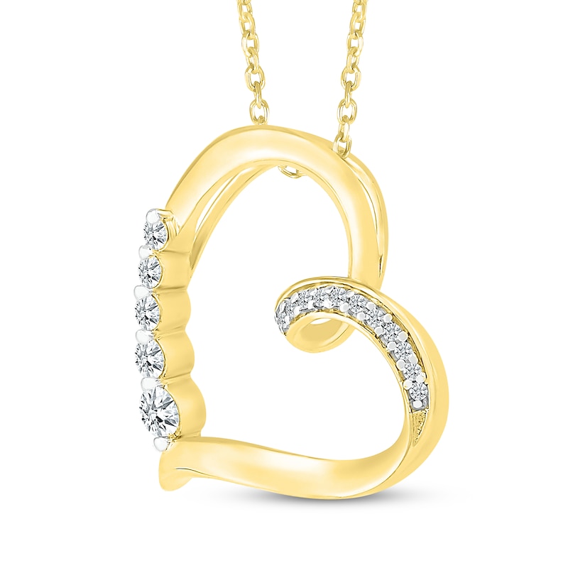 Main Image 2 of Diamond Tilted Heart Necklace 1/8 ct tw 10K Yellow Gold 18&quot;