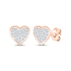 Thumbnail Image 1 of Multi-Diamond Center Heart Stud Earrings 1/3 ct tw 10K Rose Gold