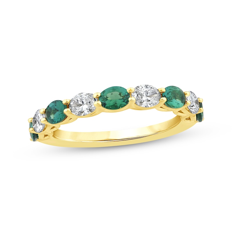 Main Image 1 of Lab-Grown Diamonds by KAY Oval-Cut Lab-Created Emerald Ring 5/8 ct tw 14K Yellow Gold