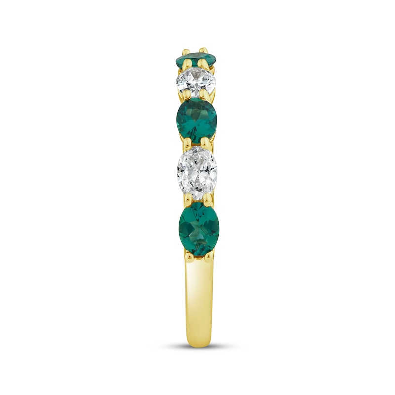 Main Image 2 of Lab-Grown Diamonds by KAY Oval-Cut Lab-Created Emerald Ring 5/8 ct tw 14K Yellow Gold