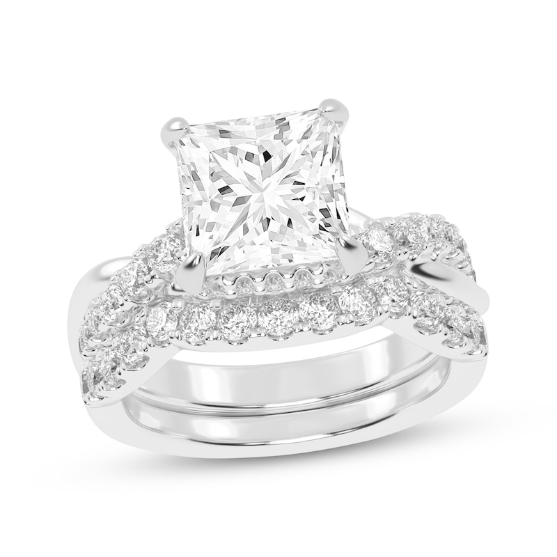 Main Image 1 of Lab-Grown Diamonds by KAY Princess-Cut Bridal Set 4 ct tw 14K White Gold