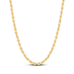 Solid Silk Rope Chain Necklace 3.7mm 14K Yellow Gold 18&quot;