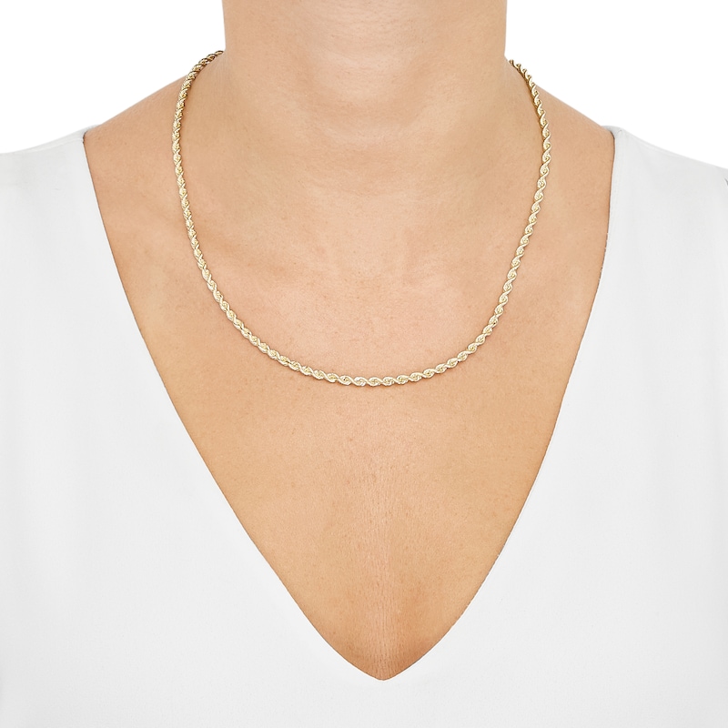 Solid Silk Rope Chain Necklace 3.7mm 14K Yellow Gold 18"