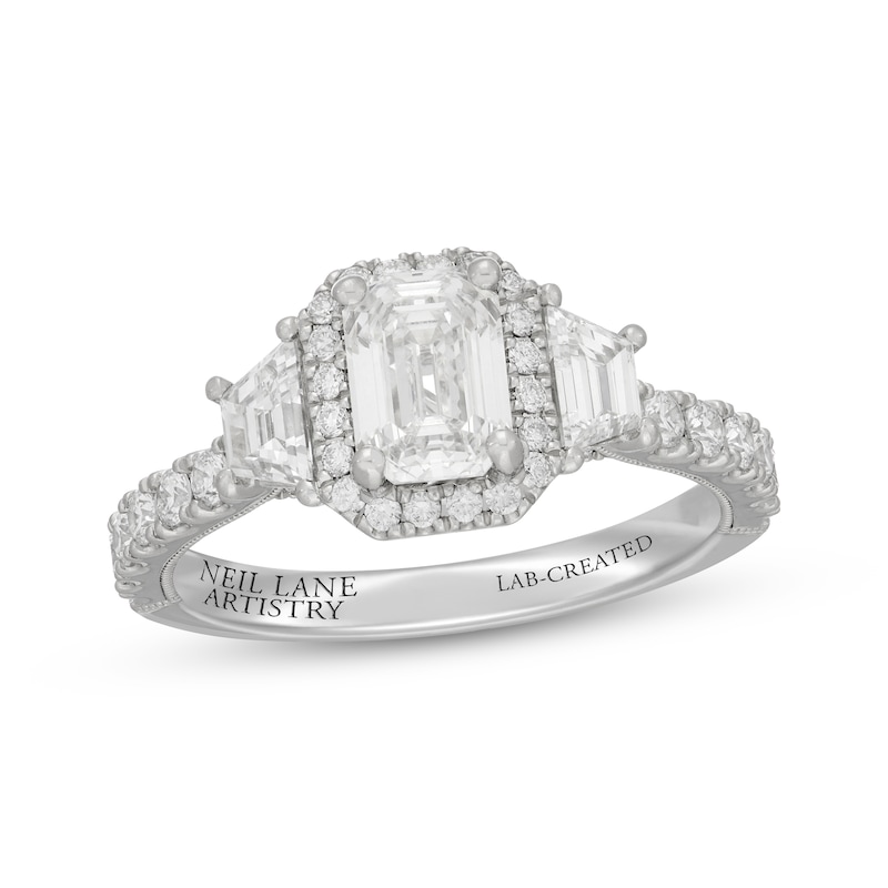 Main Image 1 of Neil Lane Artistry Heritage Heritage Emerald-Cut Lab-Grown Diamond Engagement Ring 2 ct tw Platinum