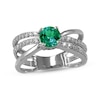 Thumbnail Image 1 of Lab-Created Emerald & White Lab-Created Sapphire Orbit Ring Sterling Silver