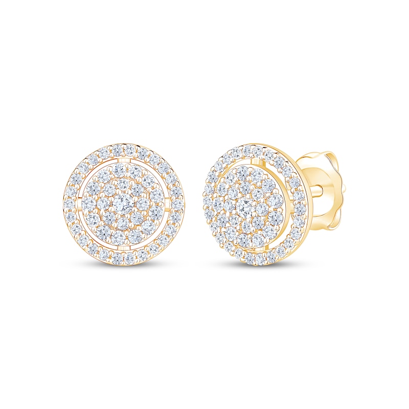 Main Image 1 of Multi-Diamond Halo Stud Earrings 1/2 ct tw 10K Yellow Gold