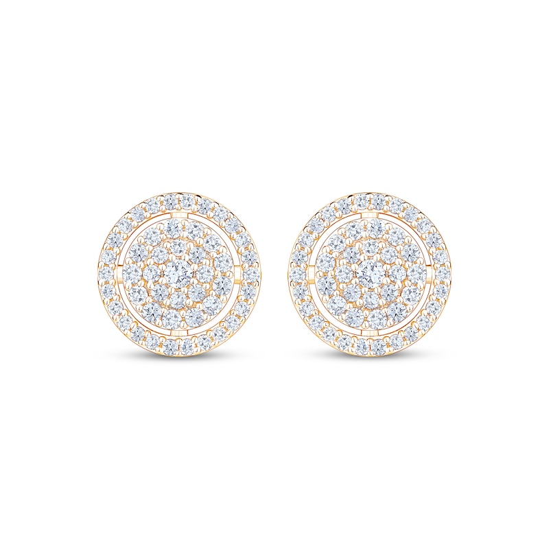 Main Image 2 of Multi-Diamond Halo Stud Earrings 1/2 ct tw 10K Yellow Gold