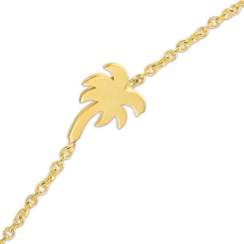 Palm Tree Bolo Bracelet 14K Yellow Gold