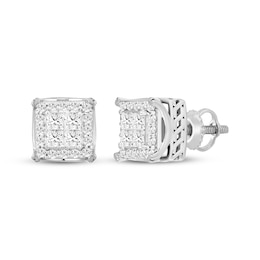 Men's Lab-Grown Diamonds by KAY Square-Cut Quad Stud Earrings 1 ct tw 10K White Gold