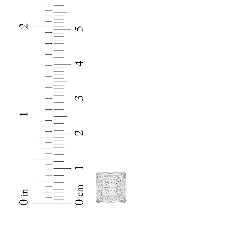 Main Image 4 of Men's Lab-Grown Diamonds by KAY Square-Cut Quad Stud Earrings 1 ct tw 10K White Gold