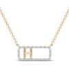 Thumbnail Image 1 of Diamond H Initial Rectangle Necklace 1/10 ct tw 10K Yellow Gold 18&quot;