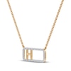 Thumbnail Image 2 of Diamond H Initial Rectangle Necklace 1/10 ct tw 10K Yellow Gold 18&quot;