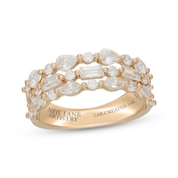 Neil Lane Artistry Baguette, Marquise, Pear & Round-Cut Lab-Grown Diamond Anniversary Ring 1-1/2 ct tw 14K Yellow Gold