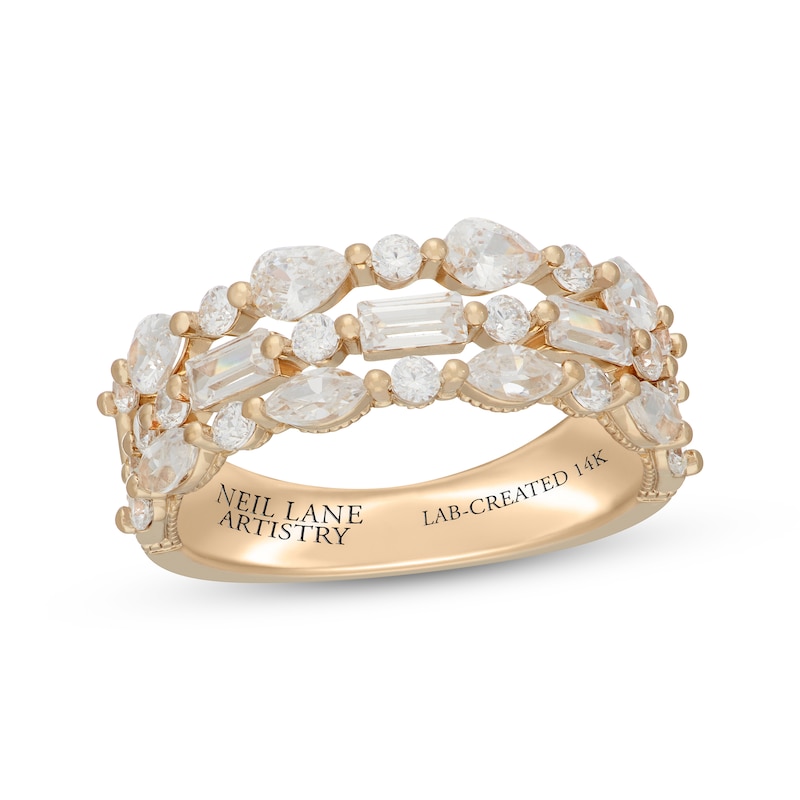 Main Image 1 of Neil Lane Artistry Baguette, Marquise, Pear & Round-Cut Lab-Grown Diamond Anniversary Ring 1-1/2 ct tw 14K Yellow Gold