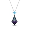 Thumbnail Image 1 of Kite-Shaped Fluorite & Square-Cut Swiss Blue Topaz Necklace Sterling Silver 18&quot;