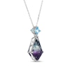 Thumbnail Image 2 of Kite-Shaped Fluorite & Square-Cut Swiss Blue Topaz Necklace Sterling Silver 18&quot;