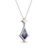 Thumbnail Image 3 of Kite-Shaped Fluorite & Square-Cut Swiss Blue Topaz Necklace Sterling Silver 18&quot;