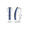 Thumbnail Image 1 of Blue Lab-Created Sapphire Hoop Earrings Sterling Silver