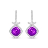 Thumbnail Image 2 of Cushion-Cut Amethyst & White Lab-Created Sapphire Drop Earrings Sterling Silver