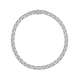 Men's Diamond Cuban Curb Chain Necklace 2-1/2 ct tw Sterling Silver 20&quot;