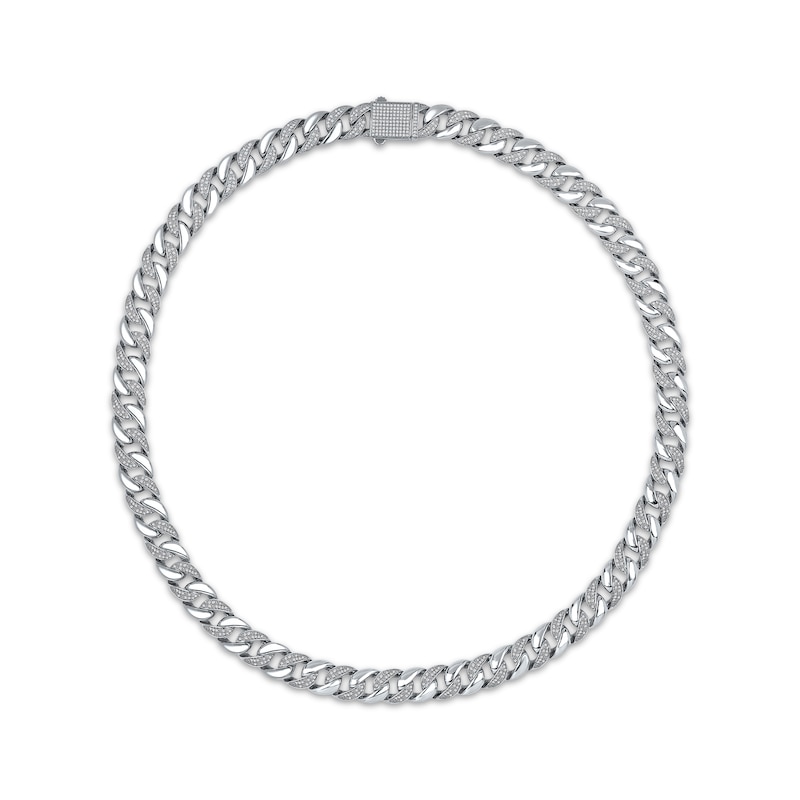 Main Image 1 of Men's Diamond Cuban Curb Chain Necklace 2-1/2 ct tw Sterling Silver 20&quot;