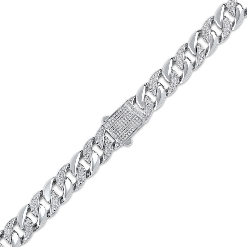 Main Image 2 of Men's Diamond Cuban Curb Chain Necklace 2-1/2 ct tw Sterling Silver 20&quot;