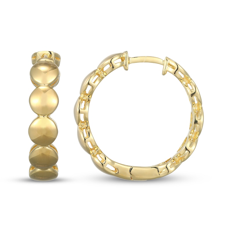 Main Image 3 of Disc Hoop Earrings 18K Yellow Gold-Plated Sterling Silver