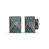 Thumbnail Image 1 of Men's Lab-Created Emerald Rectangle Stud Earrings Antique Finished Sterling Silver