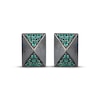 Thumbnail Image 2 of Men's Lab-Created Emerald Rectangle Stud Earrings Antique Finished Sterling Silver