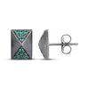 Thumbnail Image 3 of Men's Lab-Created Emerald Rectangle Stud Earrings Antique Finished Sterling Silver