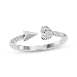 Diamond Heart & Arrow Deconstructed Ring 1/8 ct tw Sterling Silver