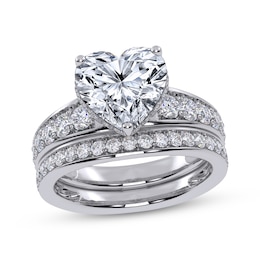 Adore Heart-Shaped Lab-Grown Diamond Double Hidden Halo Bridal Set 3 ct tw 14K White Gold