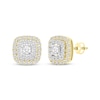 Thumbnail Image 1 of Princess-Cut Diamond Stud Cushion Halo Earrings 1/2 ct tw 10K Yellow Gold