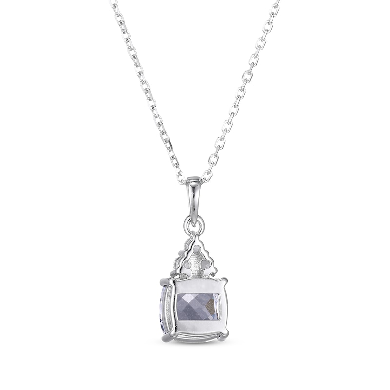 Main Image 3 of Cushion & Round-Cut White Lab-Created Sapphire Necklace Sterling Silver 18“