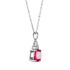 Thumbnail Image 1 of Cushion-Cut Lab-Created Ruby & Round-Cut White Lab-Created Sapphire Necklace Sterling Silver 18“