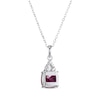 Thumbnail Image 2 of Cushion-Cut Lab-Created Ruby & Round-Cut White Lab-Created Sapphire Necklace Sterling Silver 18“