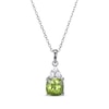 Thumbnail Image 0 of Cushion-Cut Peridot & Round-Cut White Lab-Created Sapphire Necklace Sterling Silver 18“