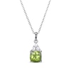 Thumbnail Image 1 of Cushion-Cut Peridot & Round-Cut White Lab-Created Sapphire Necklace Sterling Silver 18“