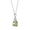 Thumbnail Image 1 of Cushion-Cut Peridot & Round-Cut White Lab-Created Sapphire Necklace Sterling Silver 18“