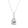 Thumbnail Image 2 of Cushion-Cut Peridot & Round-Cut White Lab-Created Sapphire Necklace Sterling Silver 18“