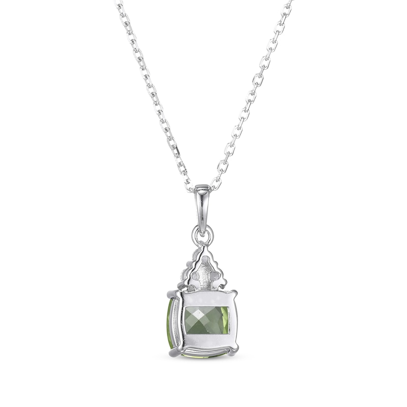 Main Image 3 of Cushion-Cut Peridot & Round-Cut White Lab-Created Sapphire Necklace Sterling Silver 18“