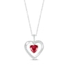 Thumbnail Image 1 of Heart-Shaped Lab-Created Ruby & White Lab-Created Sapphire Necklace Sterling Silver 18”