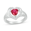 Thumbnail Image 1 of Heart-Shaped Lab-Created Ruby & White Lab-Created Sapphire Ring Sterling Silver