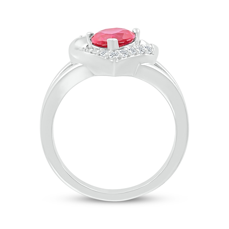 Main Image 2 of Heart-Shaped Lab-Created Ruby & White Lab-Created Sapphire Ring Sterling Silver